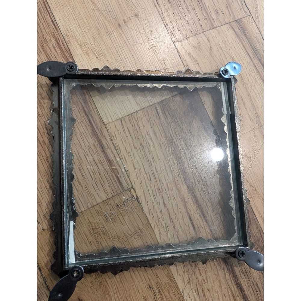 VTG Y2K Jeweled 3x3 Square Picture Frame Pewter Amethyst Lavender Rhinestones - Picture 14 of 16